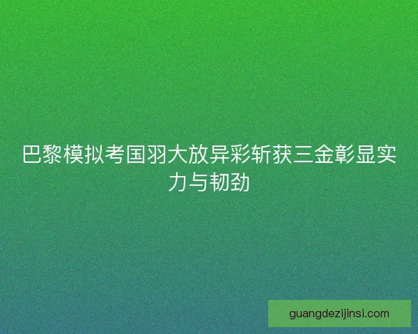 巴黎模拟考国羽大放异彩斩获三金彰显实力与韧劲